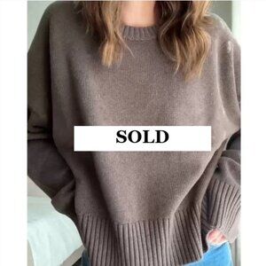 Quince 100% Organic Cotton Boyfriend Crew Sweater Sz Medium Brown Cozycore